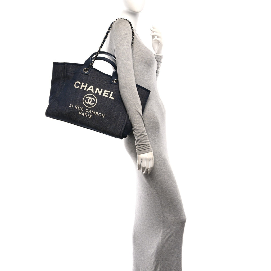 Denim Large Deauville Tote Dark Blue