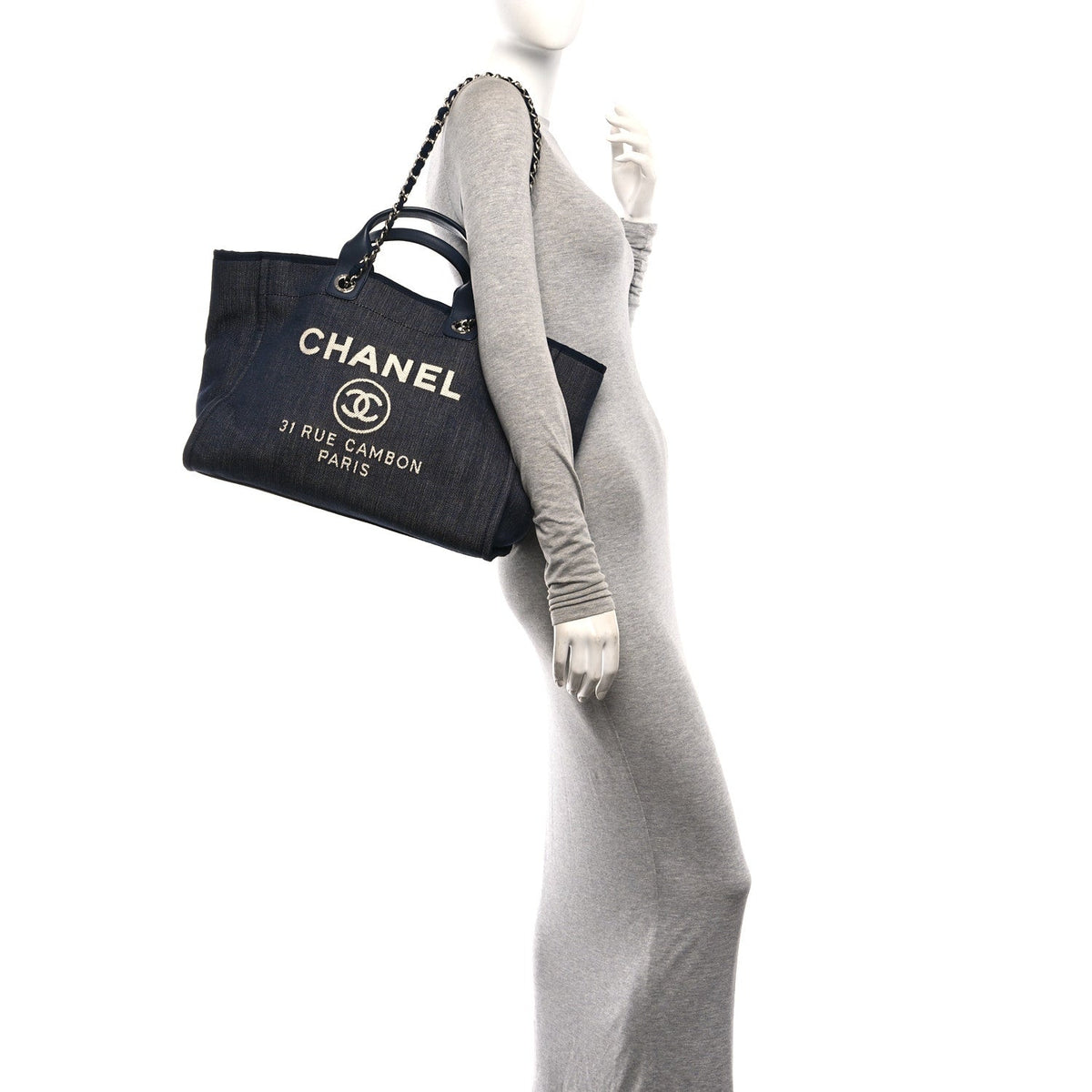 Denim Large Deauville Tote Dark Blue