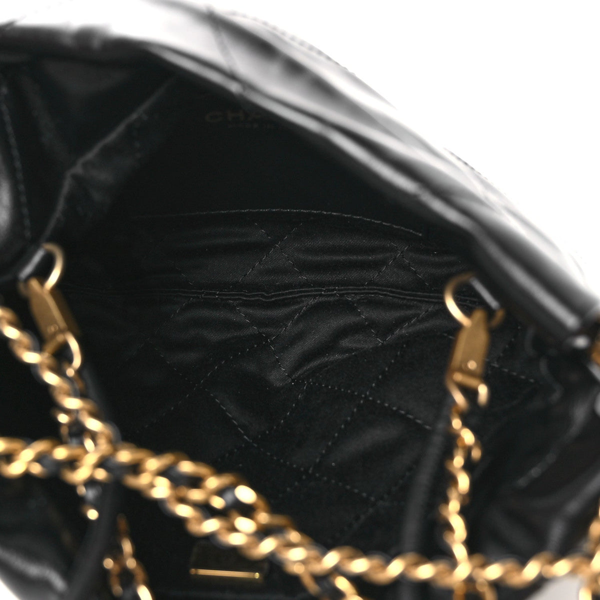 Shiny Calfskin Quilted Mini Chanel 22 Black White