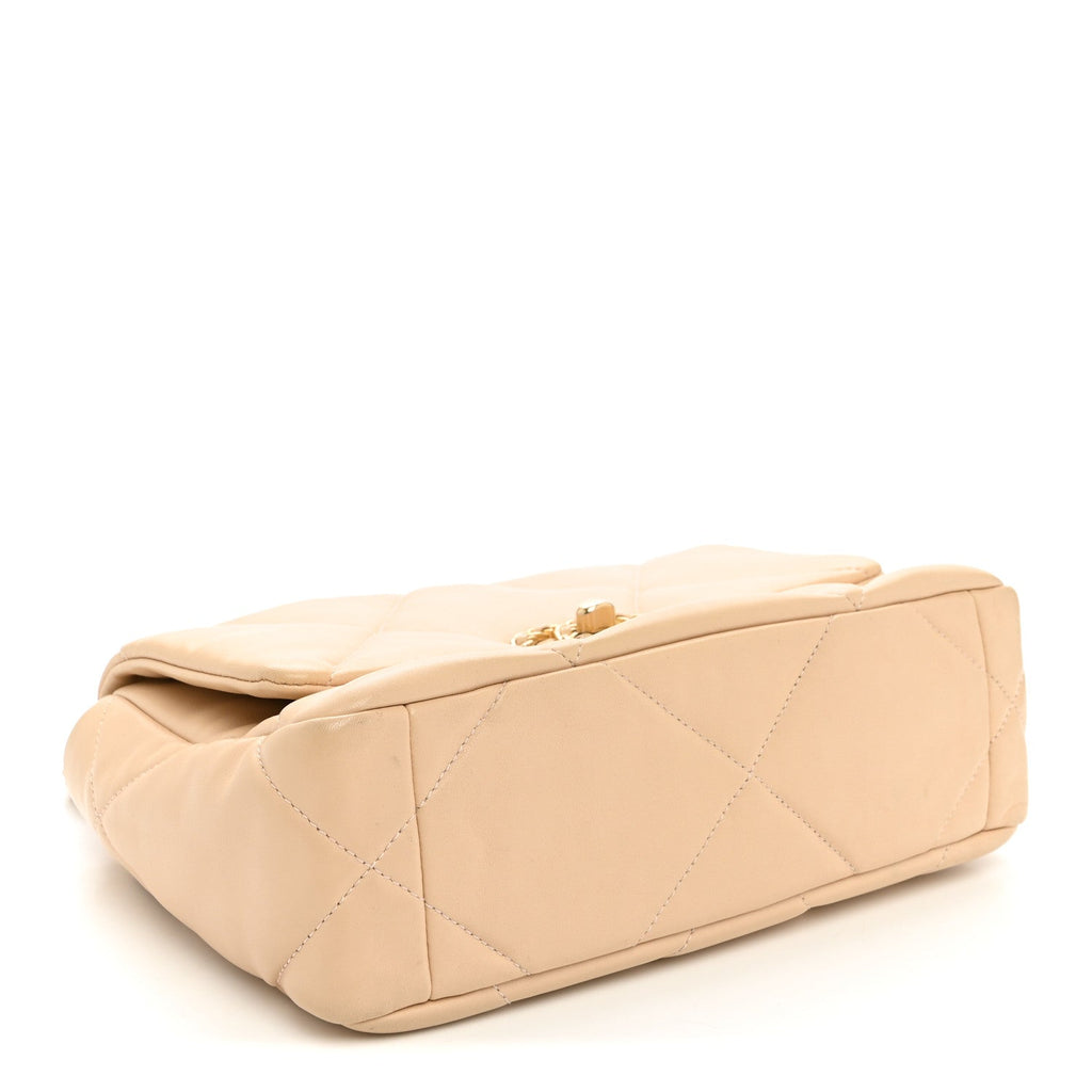 Lambskin Quilted Medium Chanel 19 Flap Light Beige