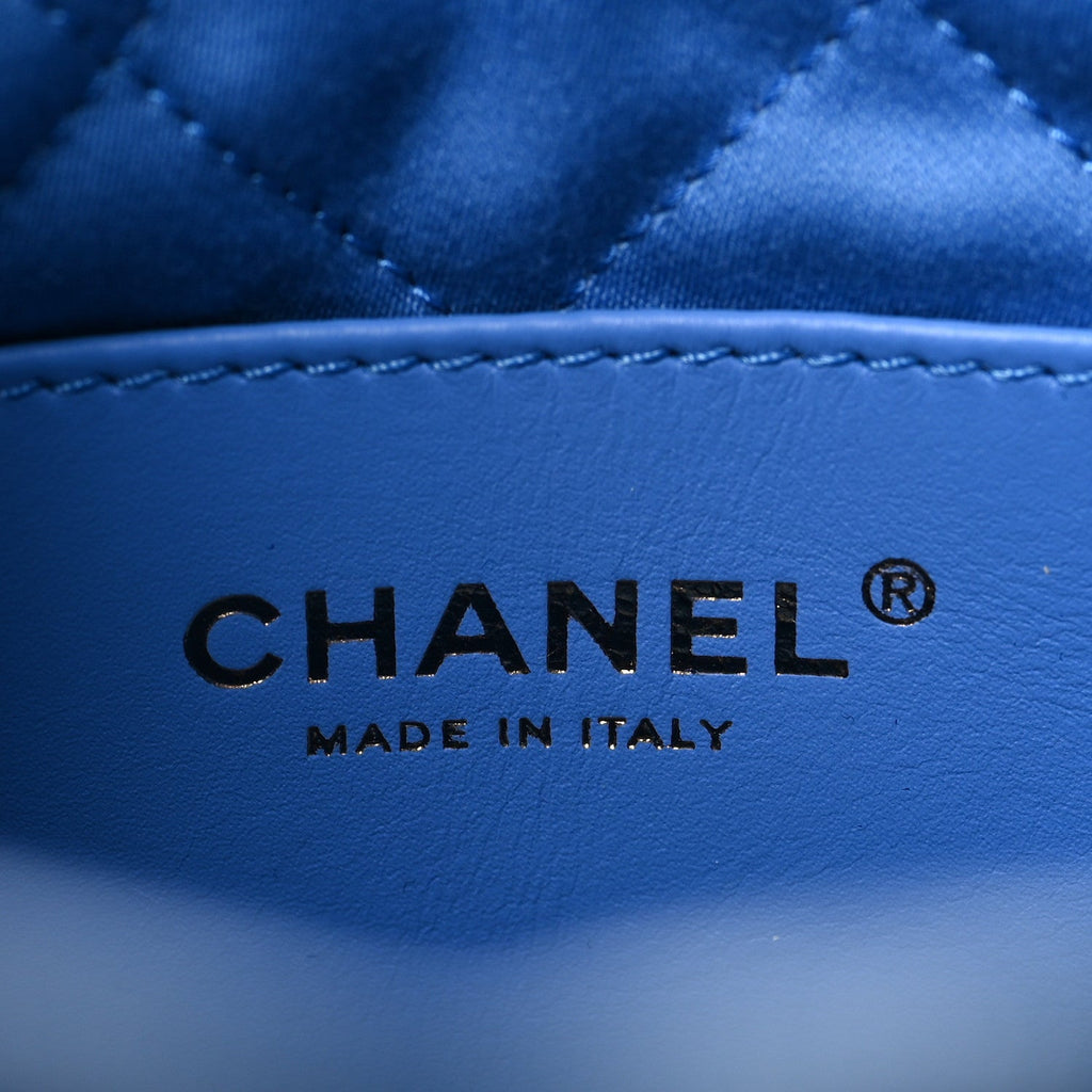 Shiny Calfskin Quilted Mini Chanel 22 Blue