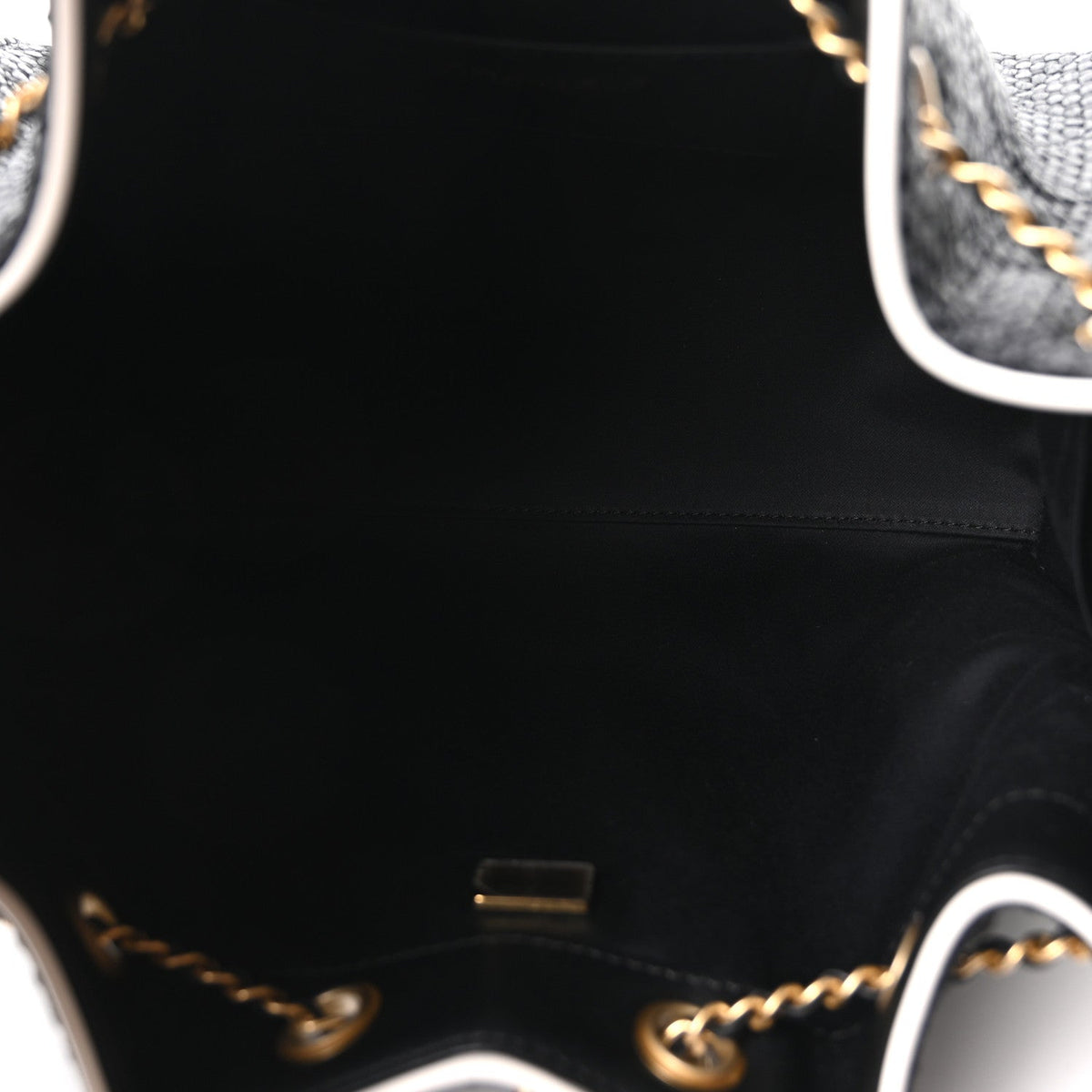 Braided Raffia Calfskin Quilted Small Chanel 25 Handbag Black White