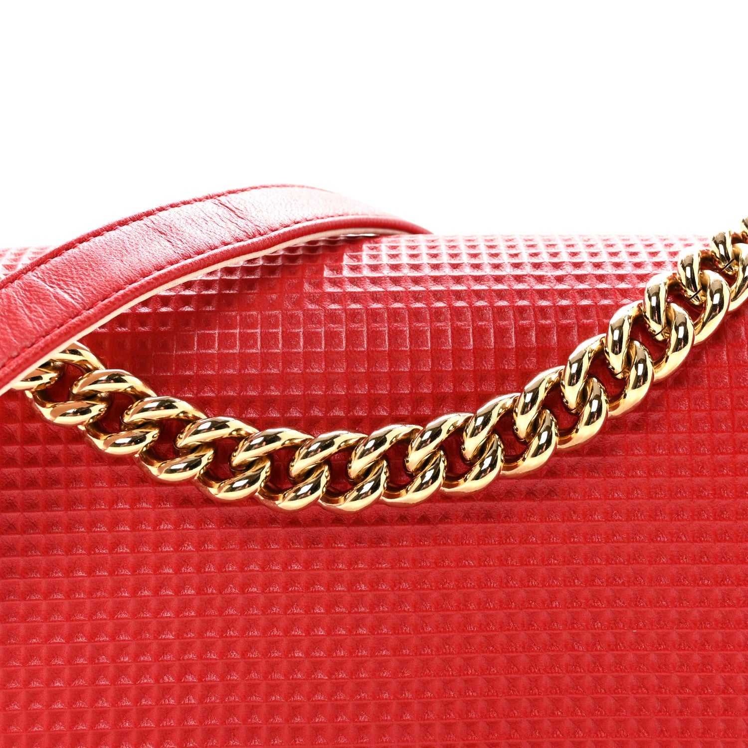 Lambskin Embossed Medium Boy Cube Flap Red