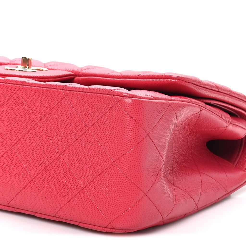 Caviar Quilted Jumbo Double Flap Dark Pink