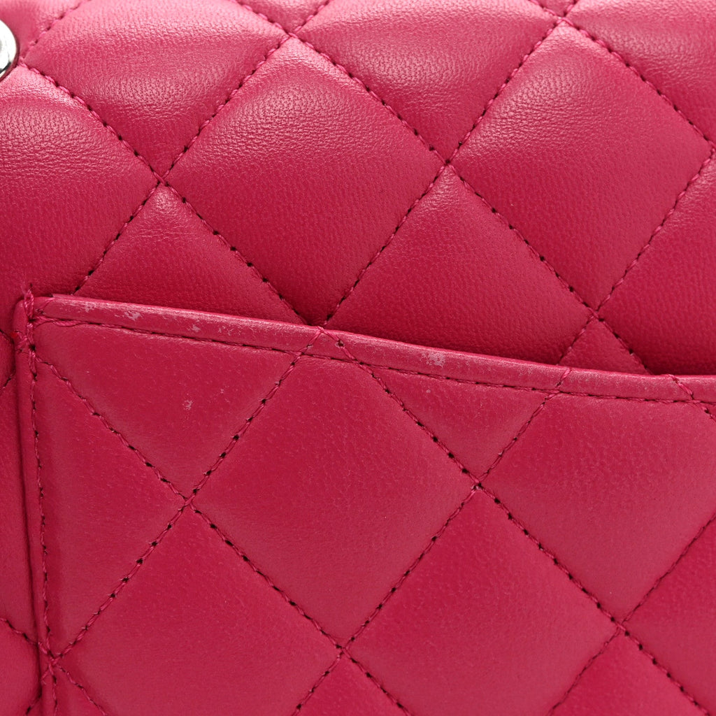 Lambskin Quilted Medium Double Flap Pink