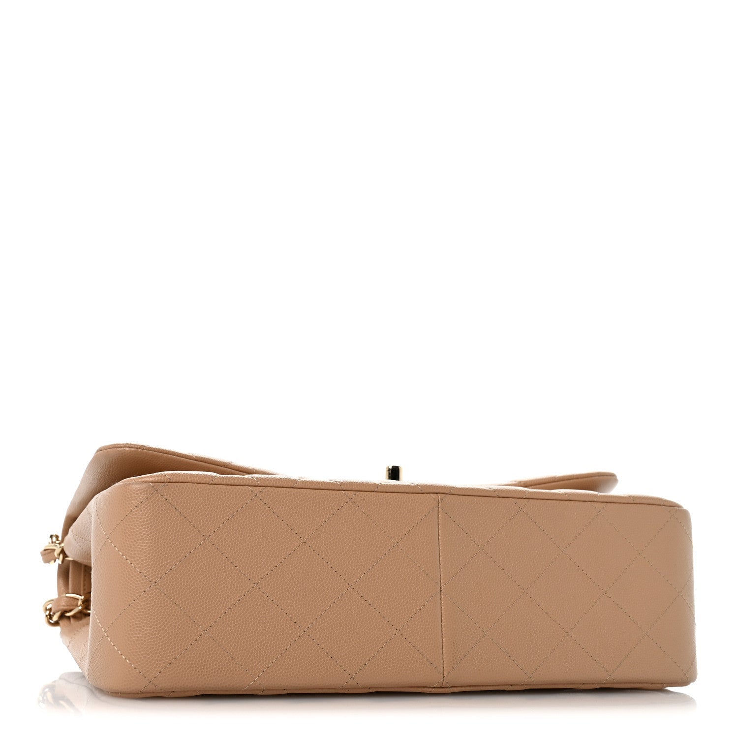 Caviar Quilted Jumbo Double Flap Beige Clair