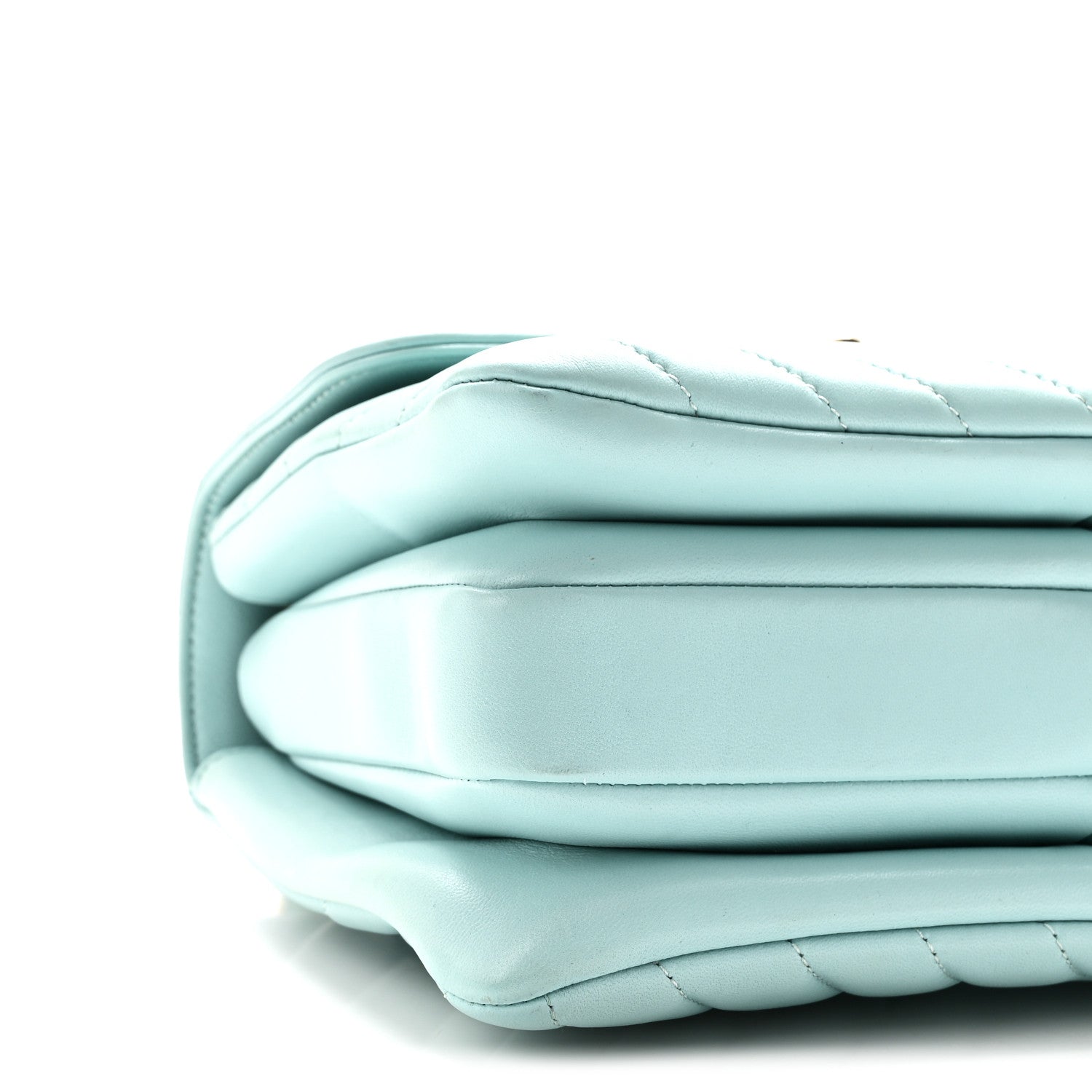 Lambskin Chevron Quilted Small Trendy CC Flap Dual Handle Bag Light Blue