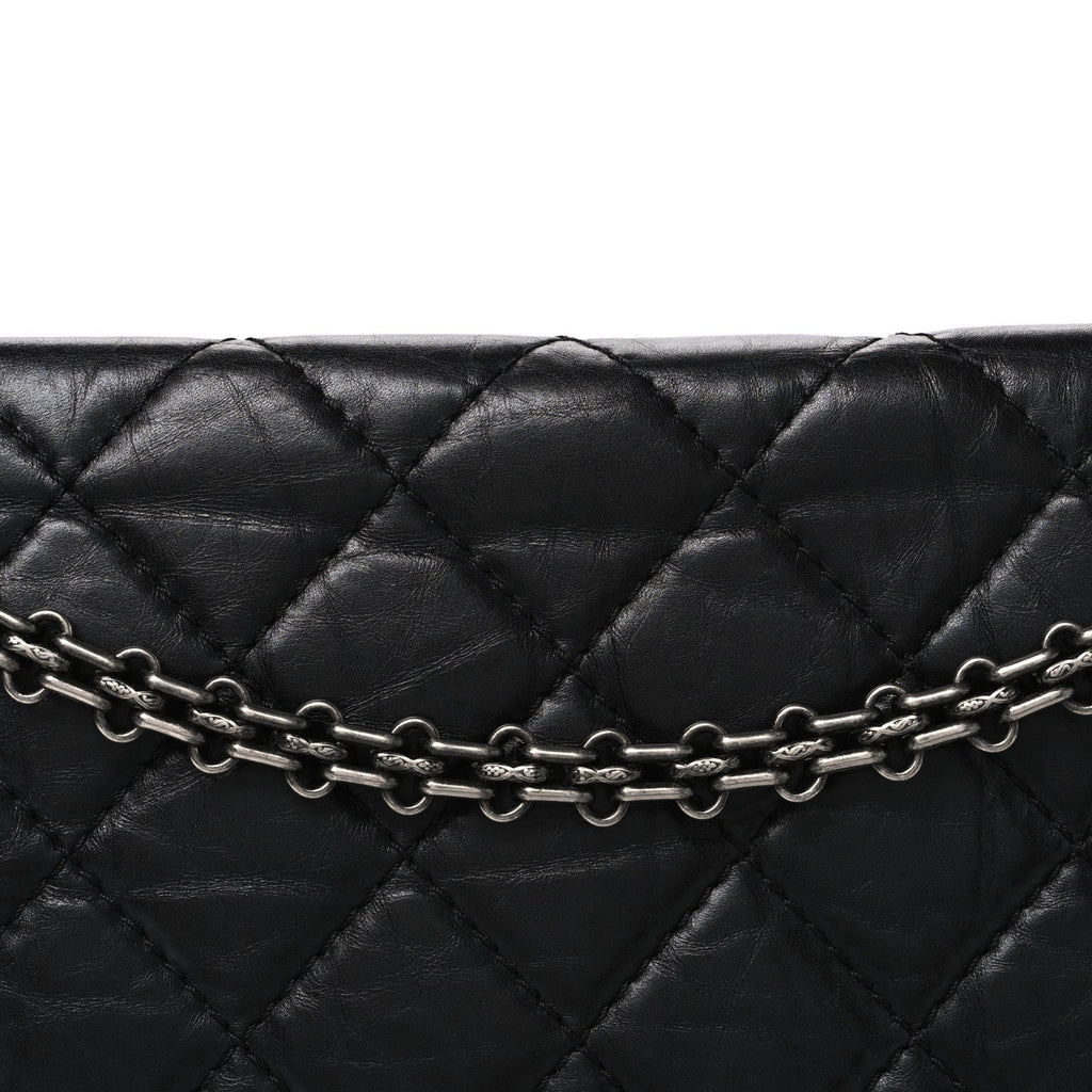 Aged Calfskin Quilted 2.55 Reissue 226 Flap Black