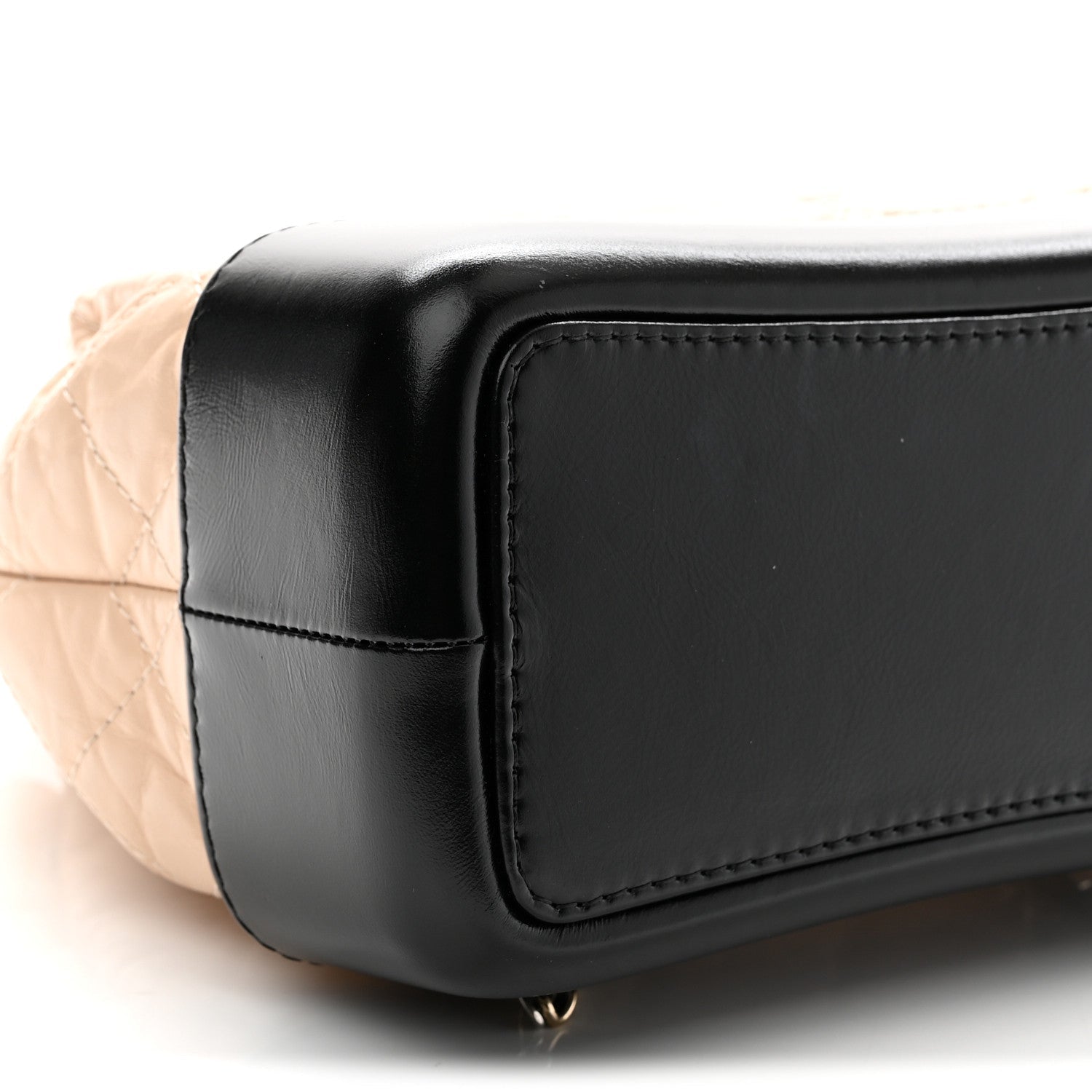 Aged Calfskin Quilted Small Gabrielle Backpack Beige Black