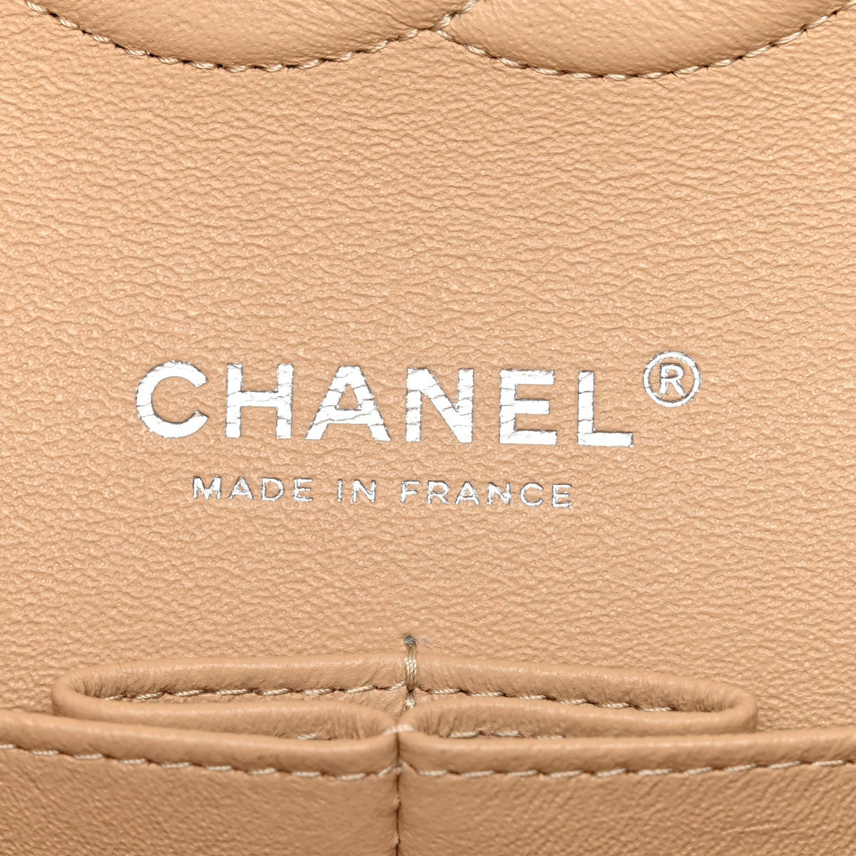 Caviar Quilted Medium Double Flap Beige