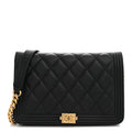 Caviar Quilted Boy Wallet On Chain WOC Black