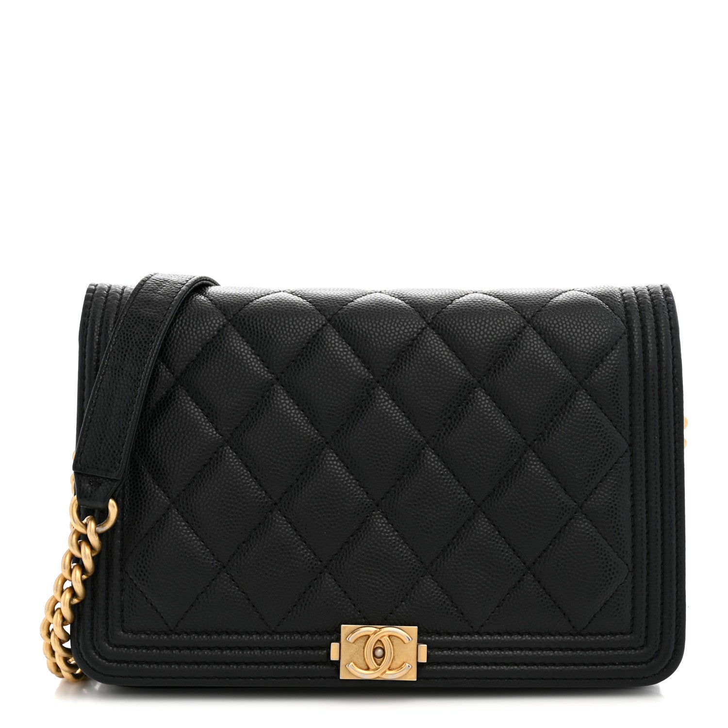 Caviar Quilted Boy Wallet On Chain WOC Black