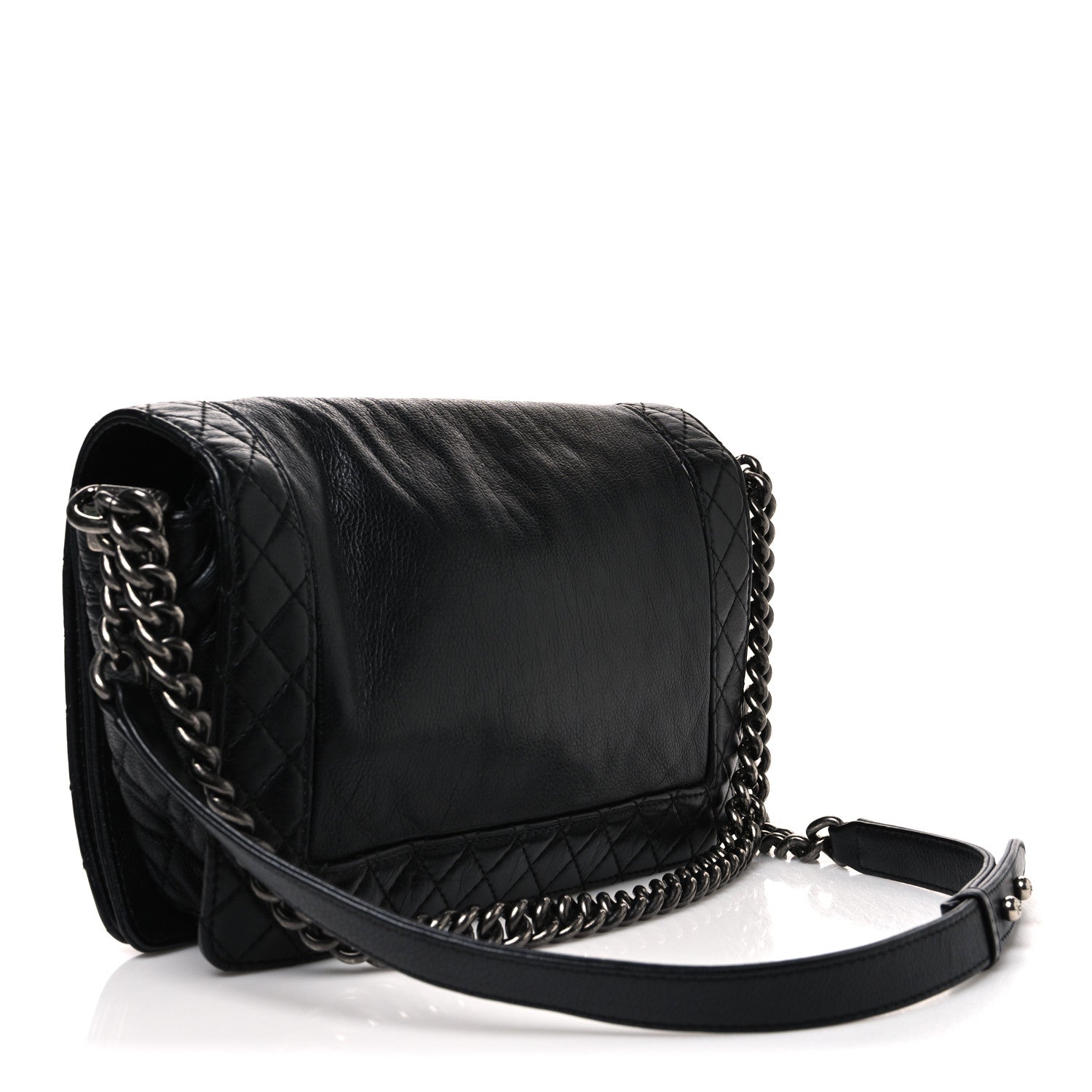 Calfskin New Medium Boy Reverso Flap Black