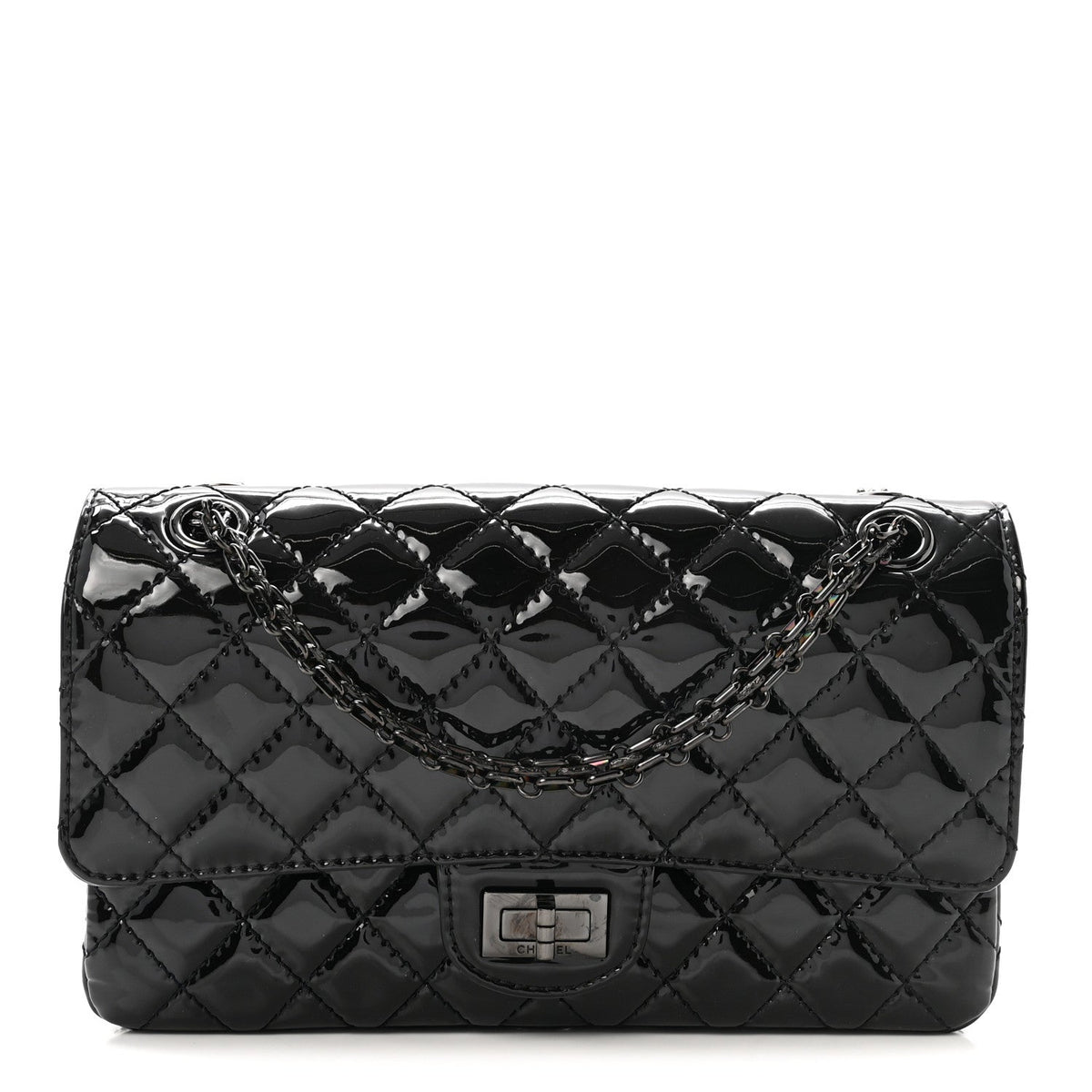 Patent Calfskin Quilted 2.55 Reissue 225 Flap So Black