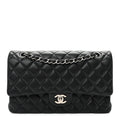 Lambskin Quilted Medium Double Flap  Black