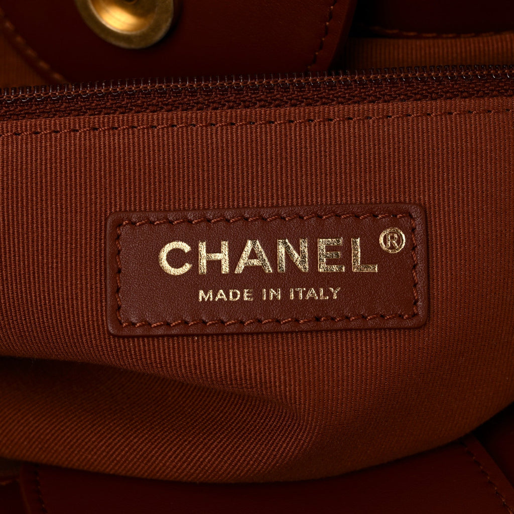 Calfskin Large Deauville Tote Brown