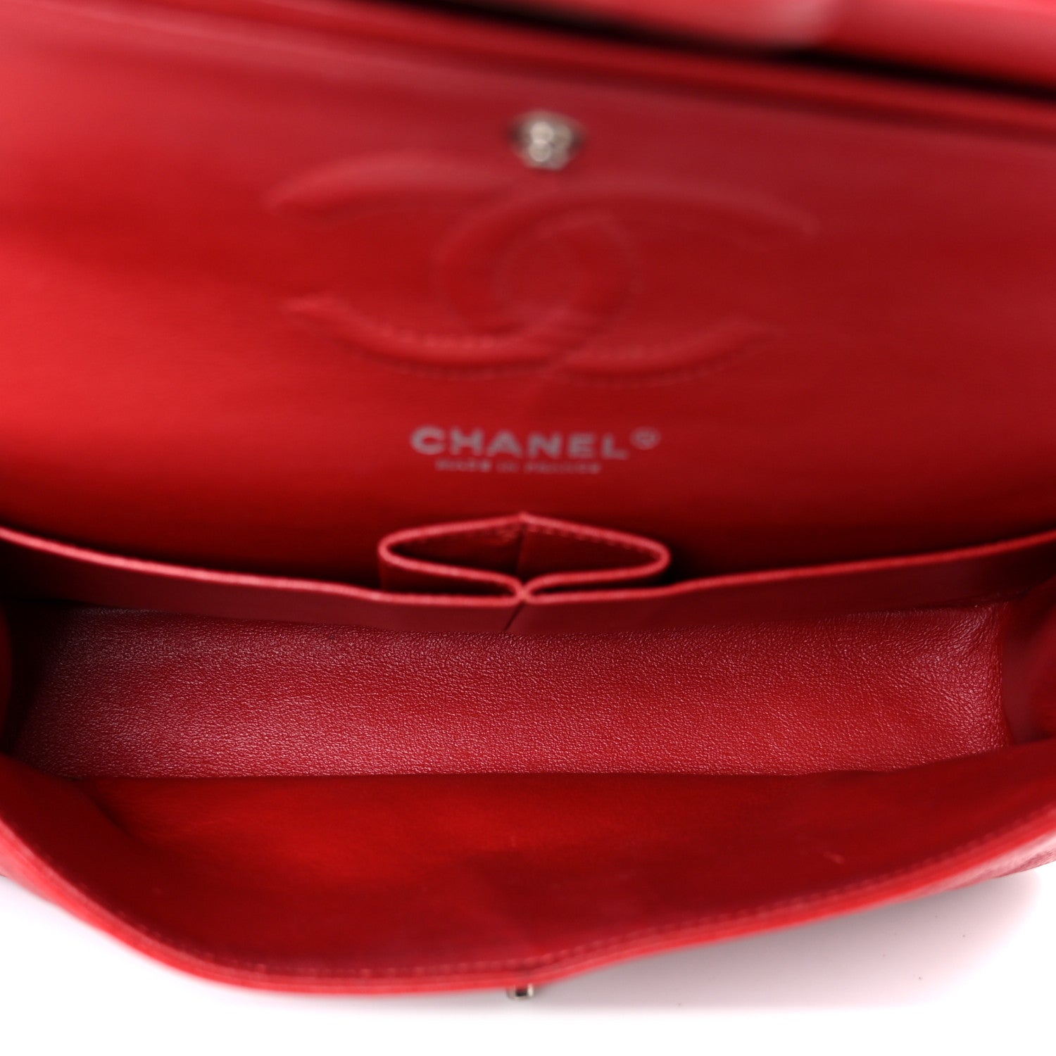 Caviar Quilted Medium Double Flap Red