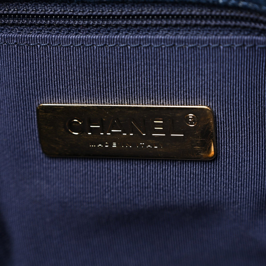 Denim Quilted Medium Chanel 19 Flap  Blue