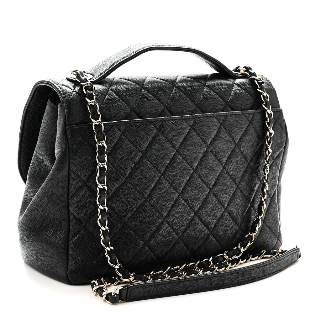 Caviar Quilted Large Business Affinity Flap Black Black