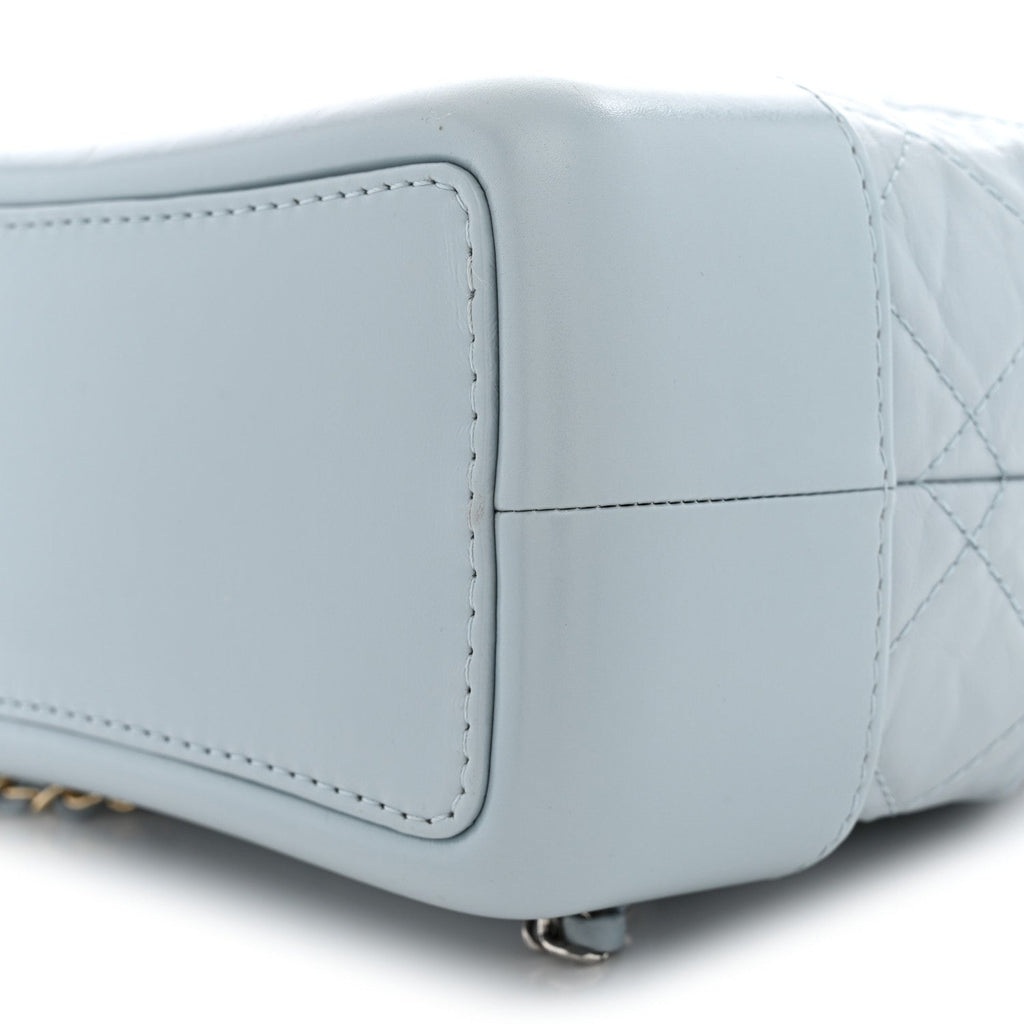 Aged Calfskin Quilted Small Gabrielle Backpack Light Blue