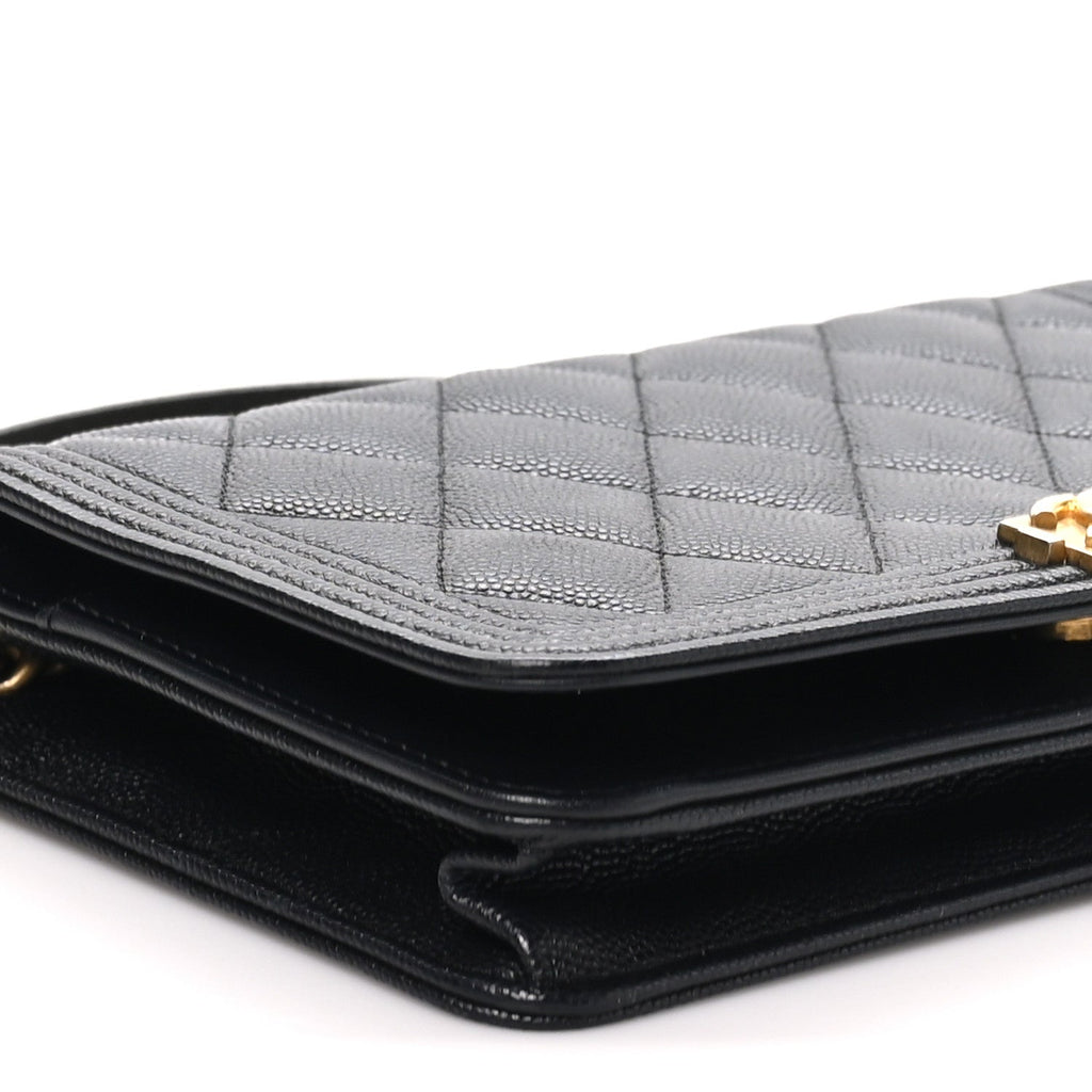 Caviar Quilted Boy Wallet On Chain WOC Black