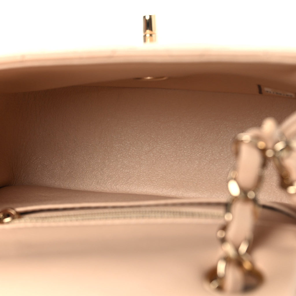 Lambskin Quilted Mini Square Flap Beige