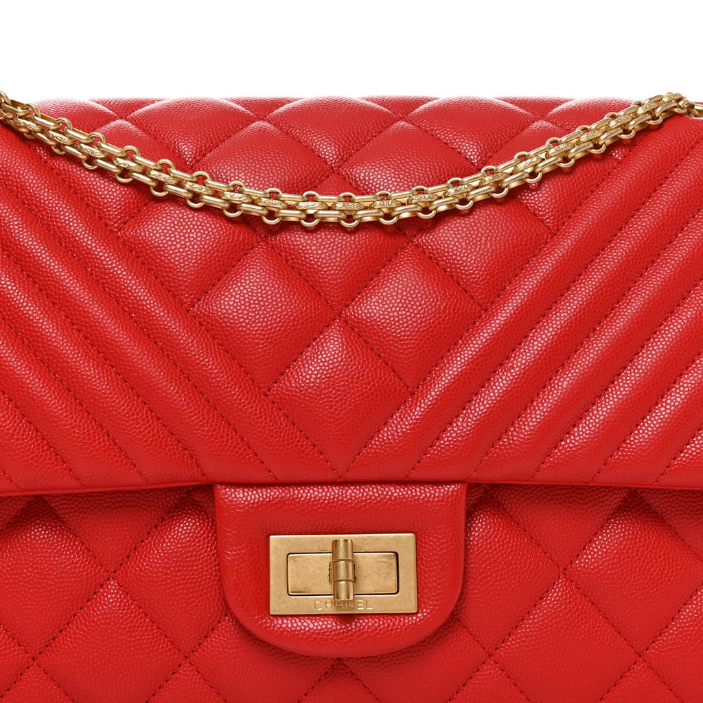 Caviar Chevron Quilted 2.55 Reissue 227 Flap Red