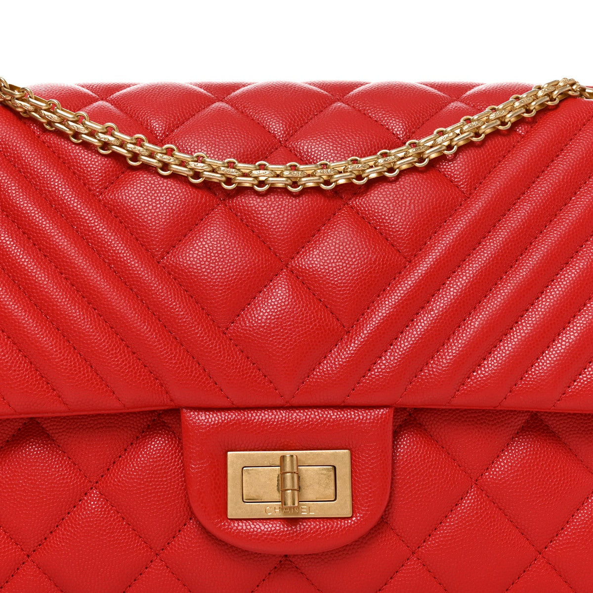 Caviar Chevron Quilted 2.55 Reissue 227 Flap Red