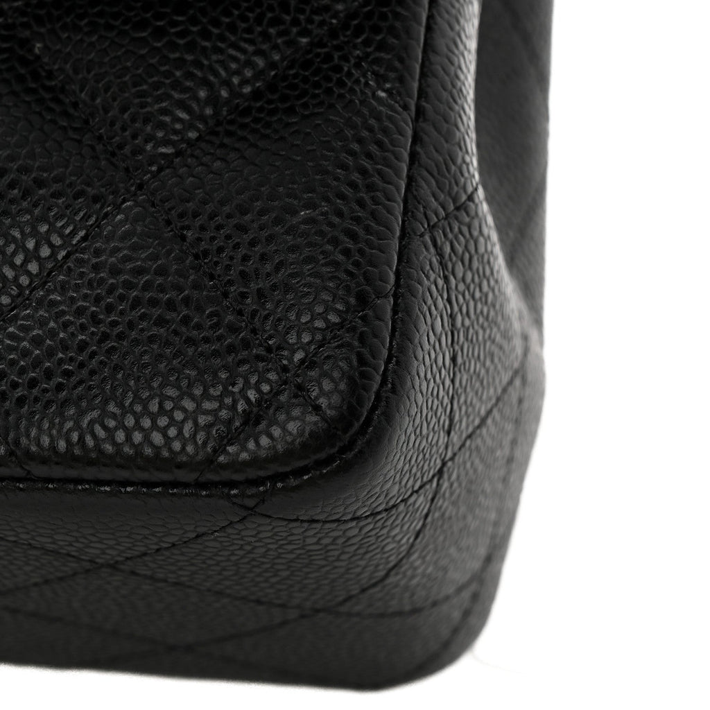 Caviar Quilted Jumbo Double Flap Black