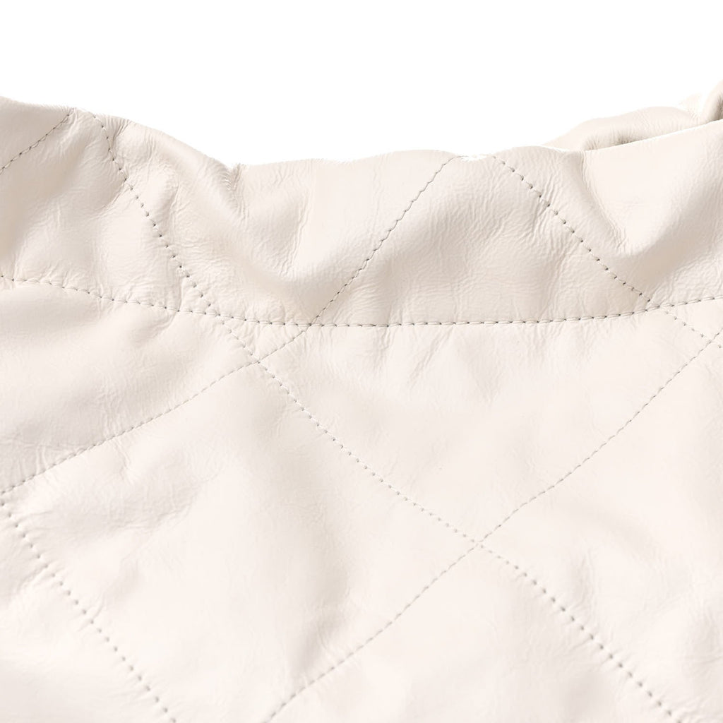 Shiny Calfskin Quilted Large Chanel 22 White Black