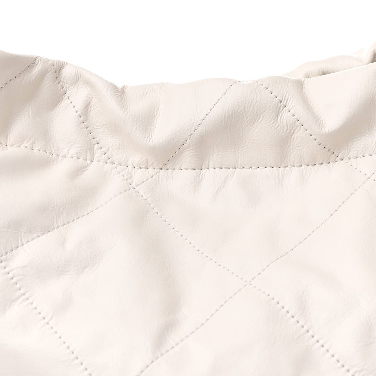 Shiny Calfskin Quilted Large Chanel 22 White Black