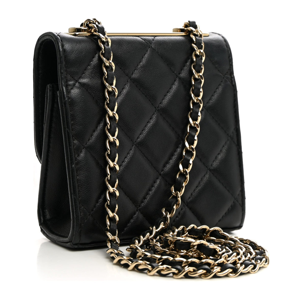 Lambskin Quilted Mini Trendy CC Clutch With Chain Black