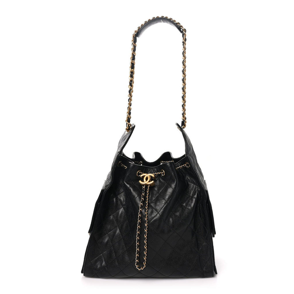 Caviar Quilted Medium Chanel 25 Handbag Black