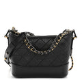Aged Calfskin Quilted Small Gabrielle Hobo Black