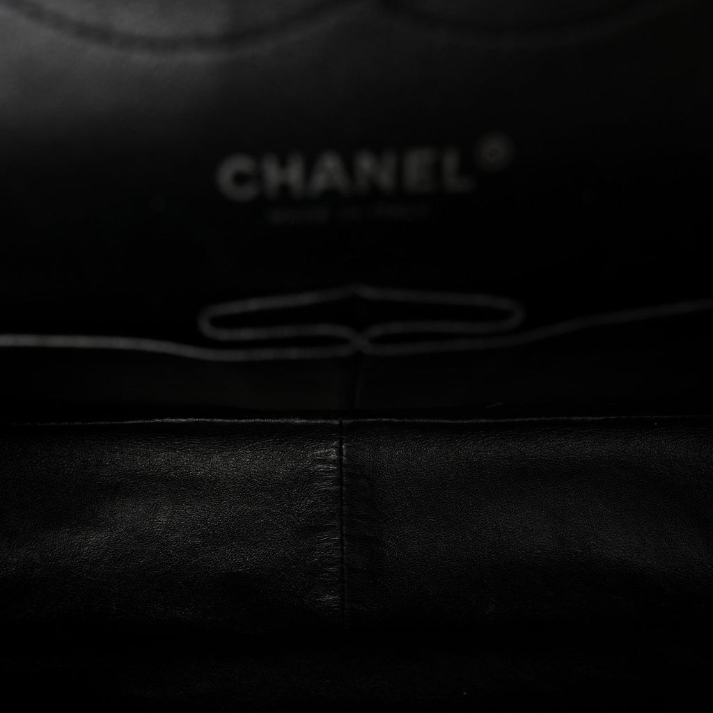 Patent Quilted Jumbo Double Flap Black
