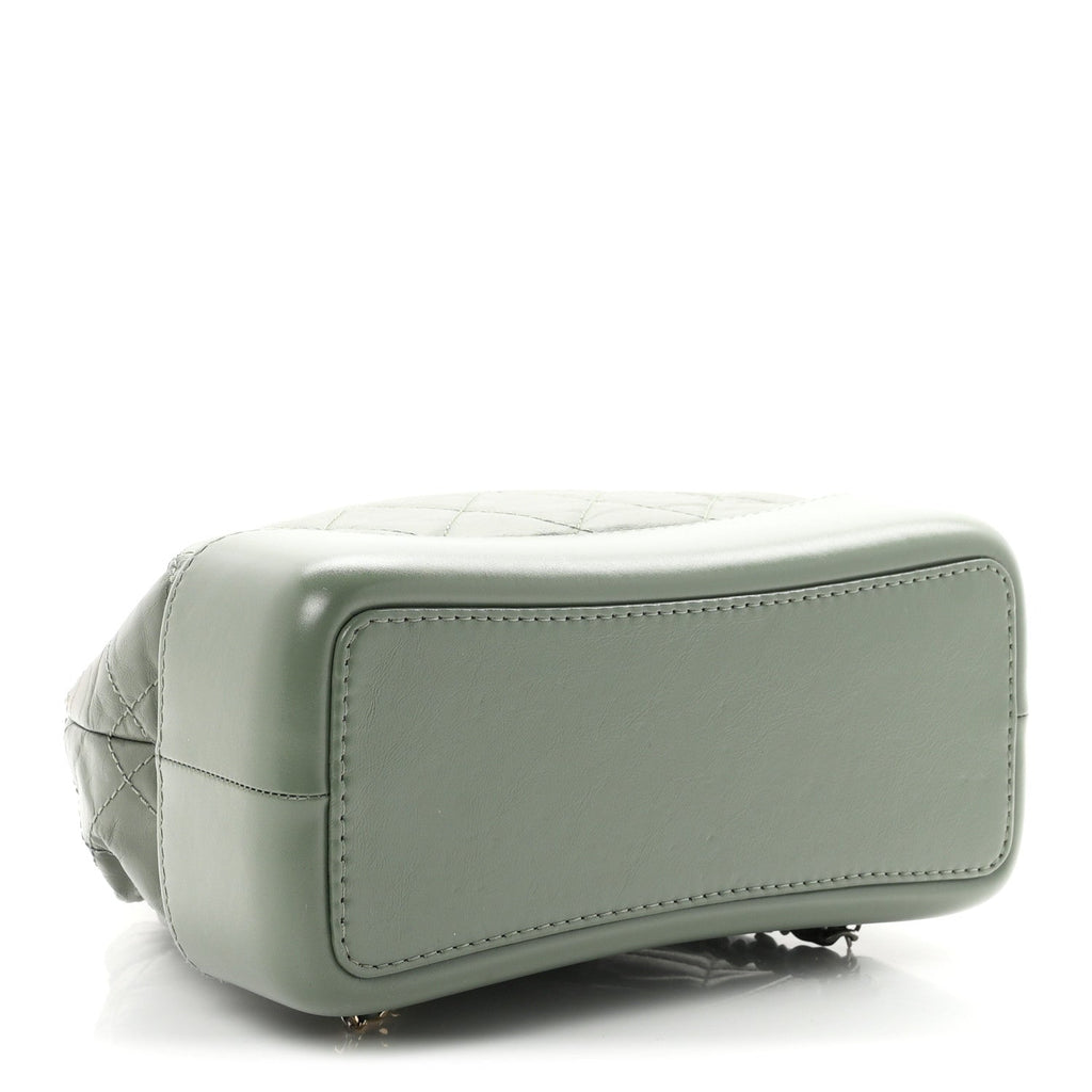 Aged Calfskin Quilted Small Gabrielle Backpack Green