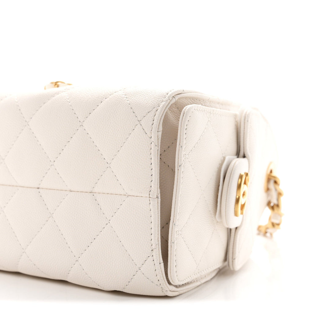 Caviar Quilted Mini Chanel 25 Handbag White
