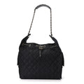 Denim Quilted Medium Chanel 25 Handbag Dark Blue
