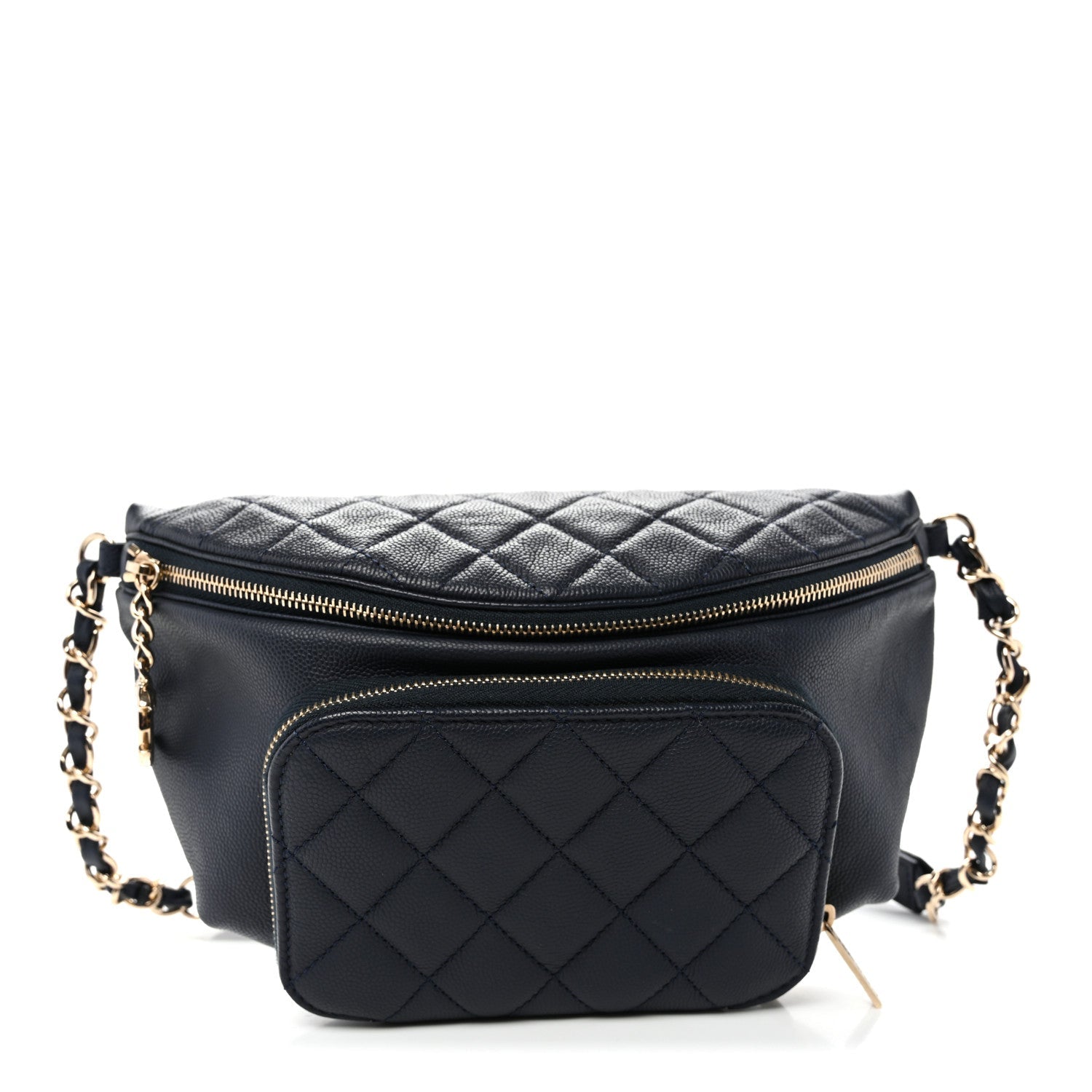 Caviar Quilted Business Affinity Waist Belt Bag Navy