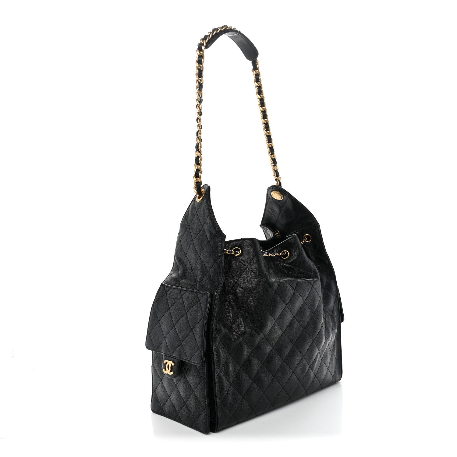 Caviar Quilted Medium Chanel 25 Handbag Black