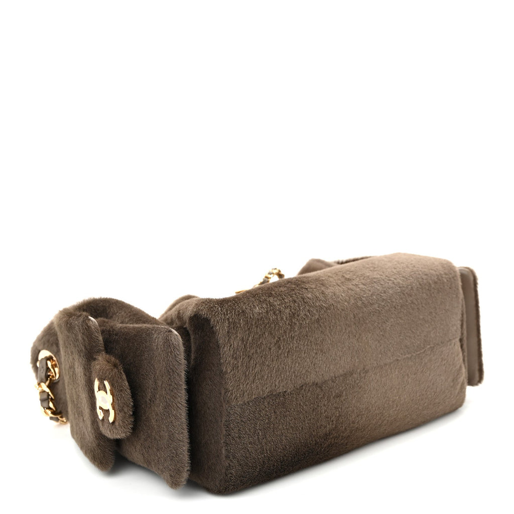 Pony Hair Mini Chanel 25 Handbag Dark Khaki