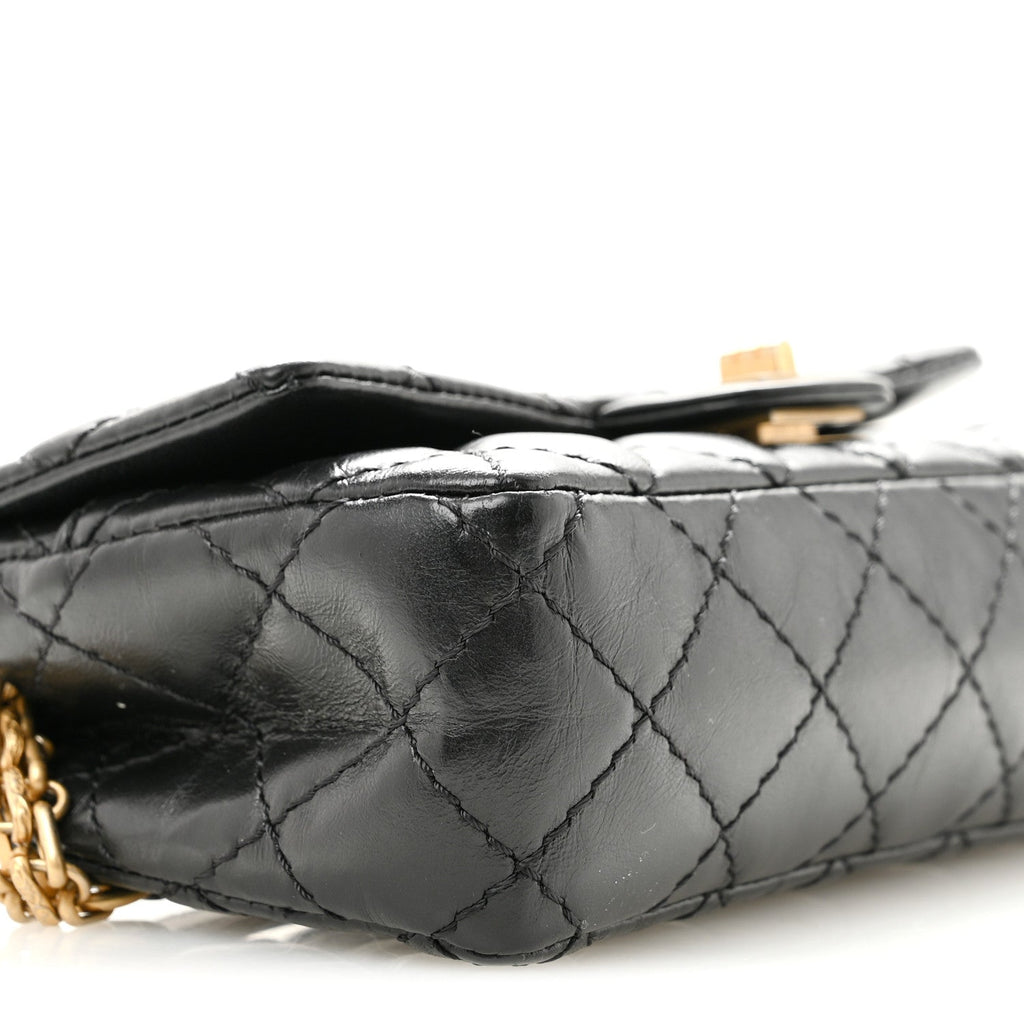 Aged Calfskin Quilted 2.55 Reissue Chain Waist Bag Black