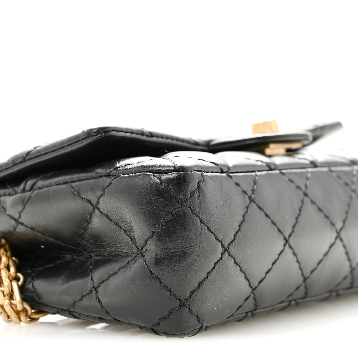 Aged Calfskin Quilted 2.55 Reissue Chain Waist Bag Black
