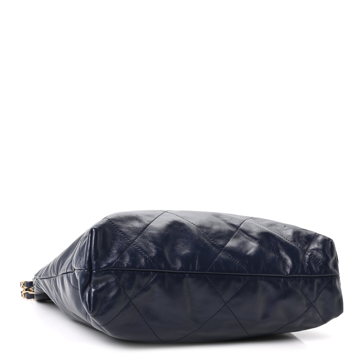 Shiny Calfskin Quilted Small Chanel 22 Navy
