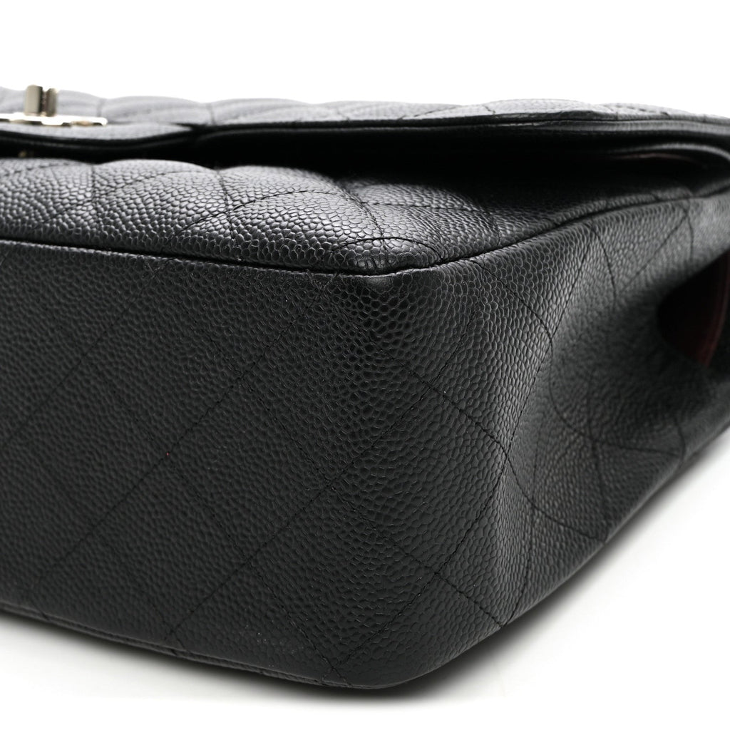 Caviar Quilted Jumbo Double Flap Black