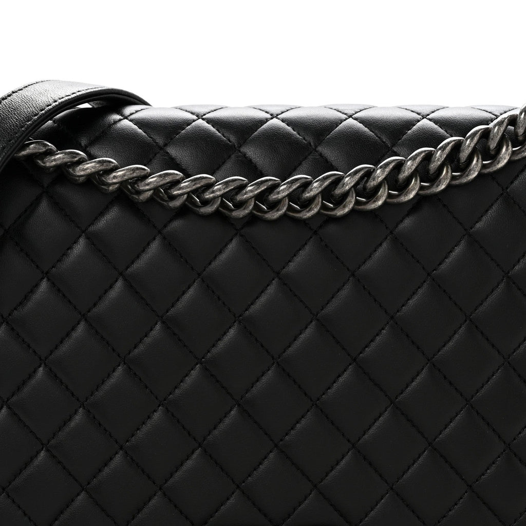 Lambskin Quilted New Medium Boy Flap Black