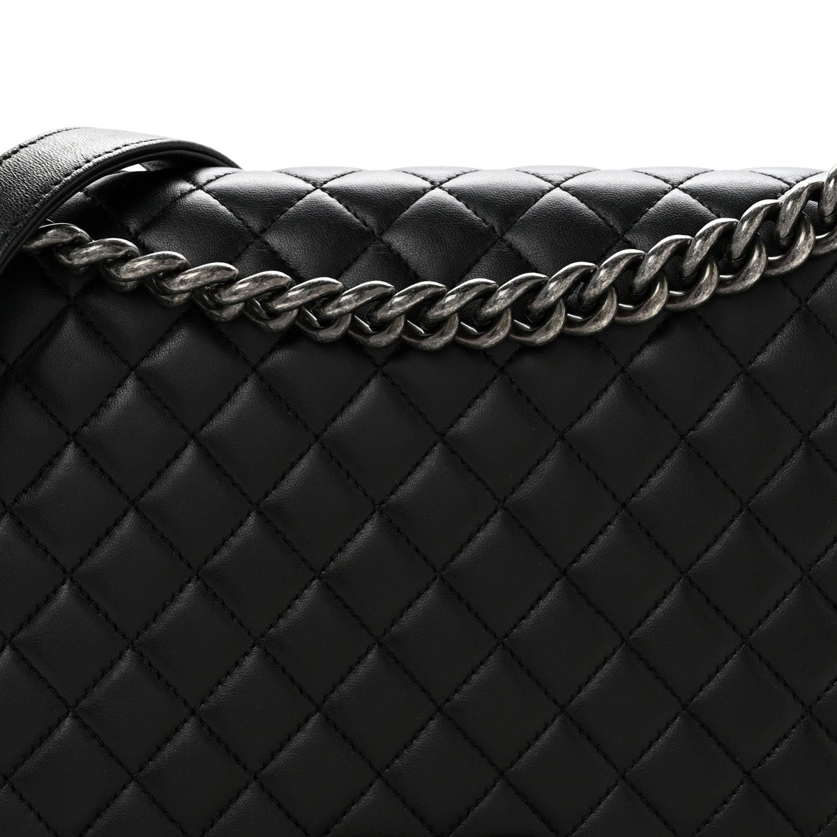 Lambskin Quilted New Medium Boy Flap Black