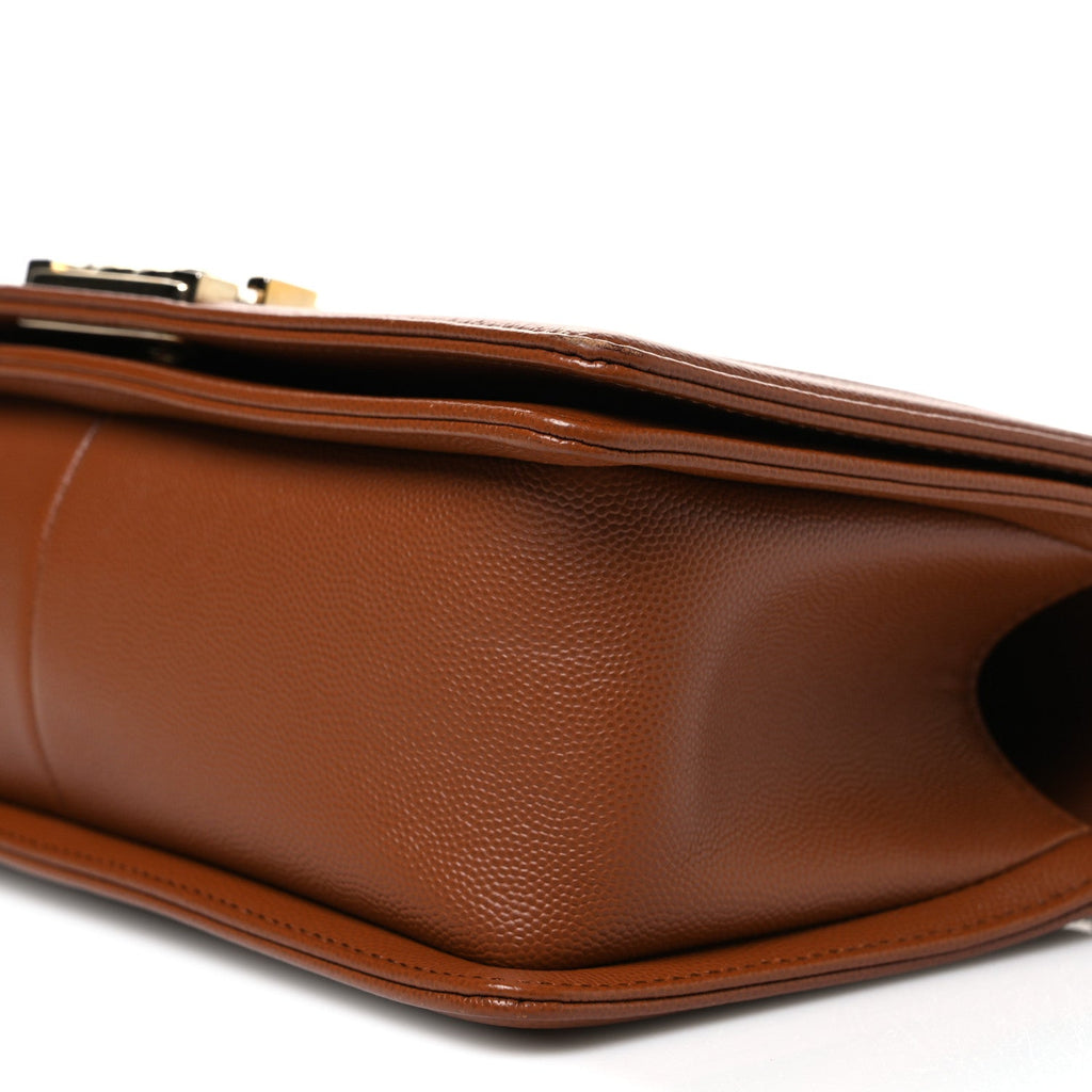 Caviar Quilted Medium Boy Flap Brown