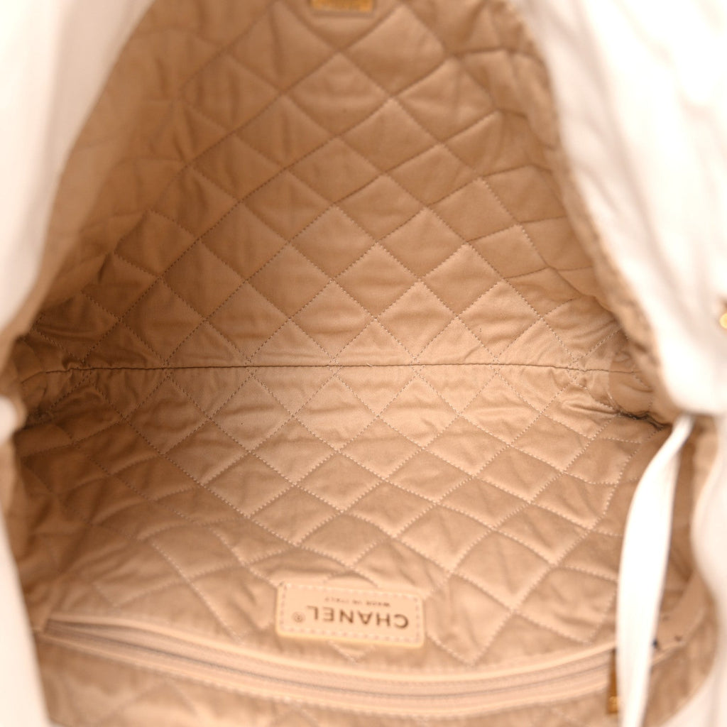 Shiny Calfskin Quilted Small Chanel 22 White