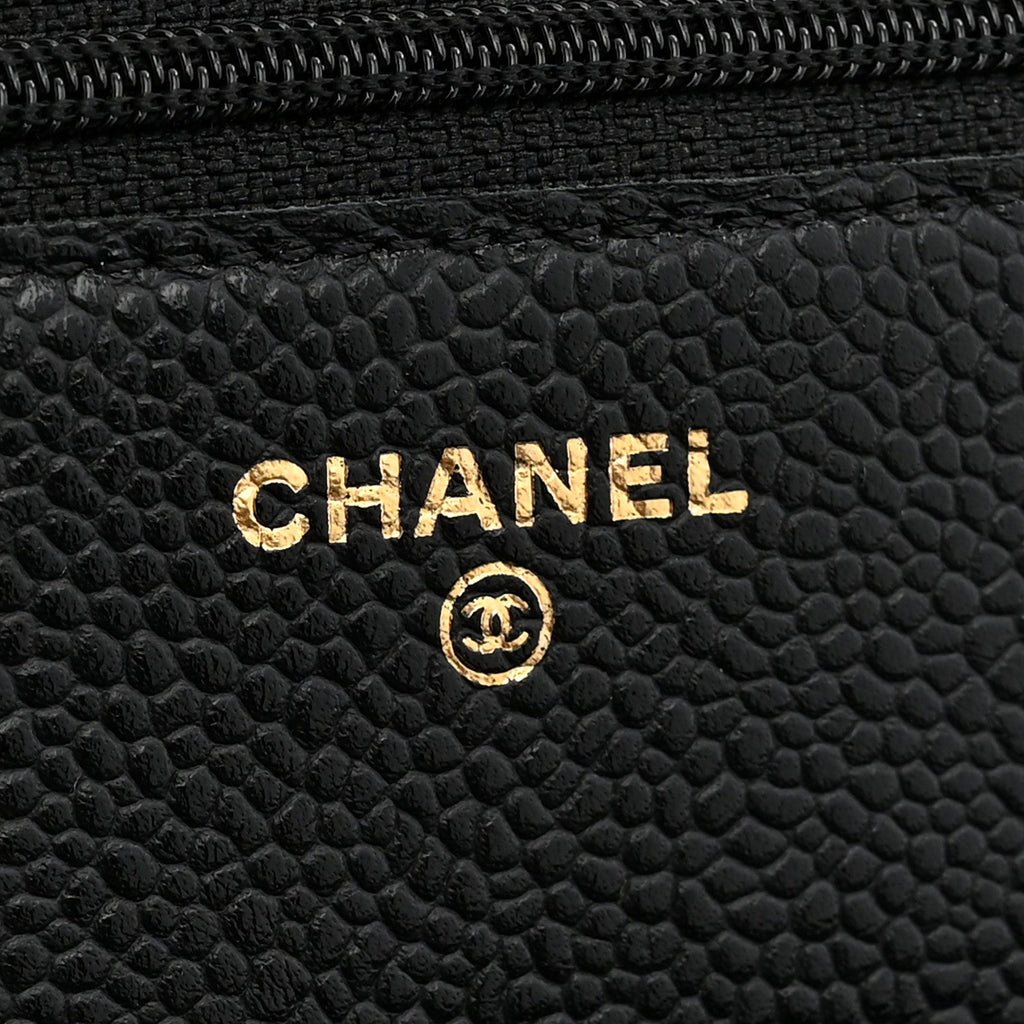 Caviar Quilted Wallet on Chain WOC Black